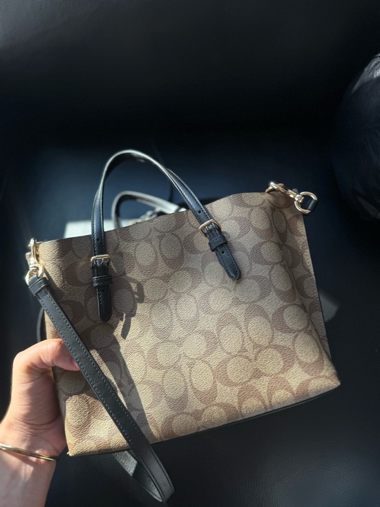 Coach Signature Canvas Tote in Brown with Black Handles. - Picture 4 of 13